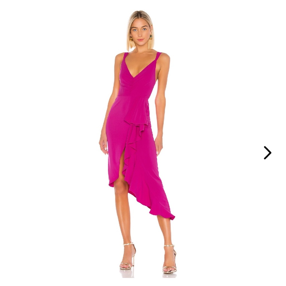 Revolve Lovers+Friends Midi Ruffle Slit Dress